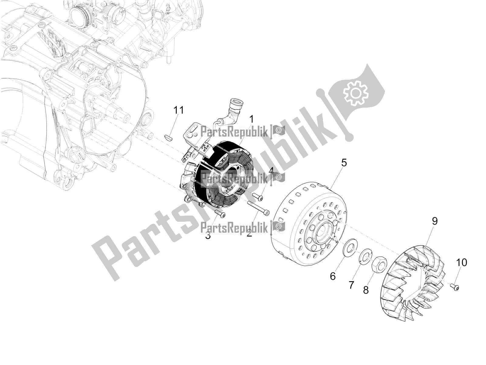 Todas las partes para Volante Magneto de Piaggio Medley 150 IE ABS E5 Apac 2021