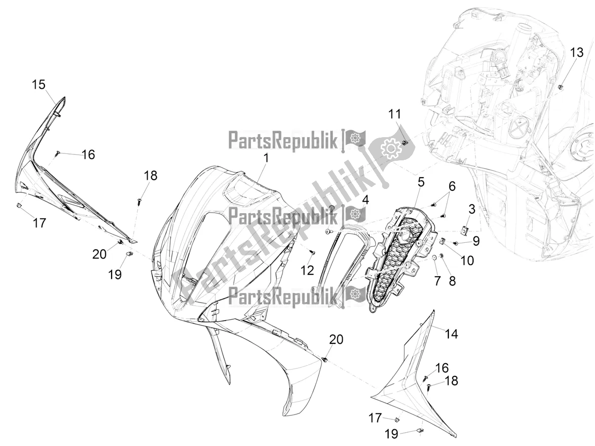 Todas las partes para Escudo Delantero de Piaggio Medley 150 IE ABS E5 Apac 2021