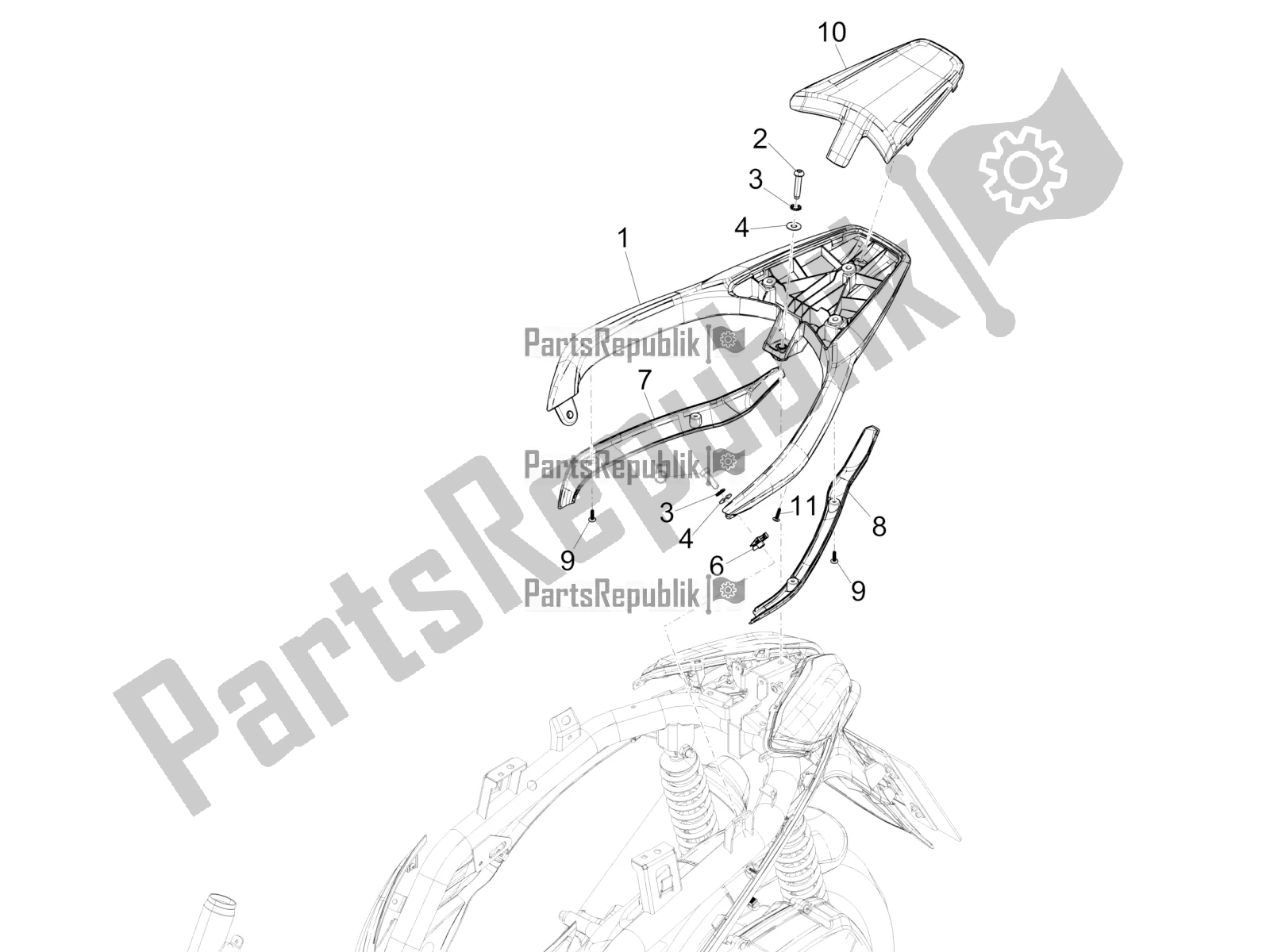 Todas las partes para Portaequipajes Trasero de Piaggio Medley 150 IE ABS E5 Apac 2021