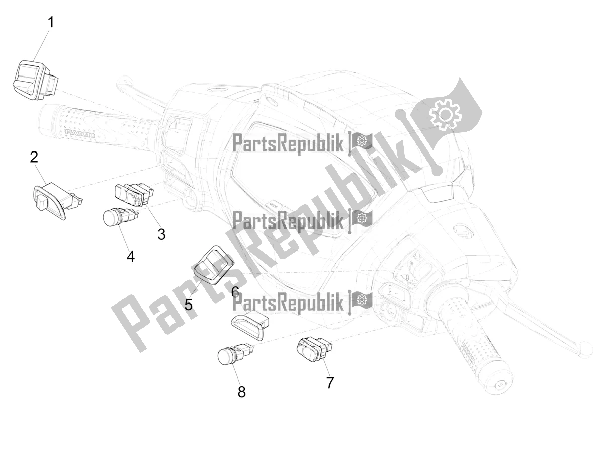 Todas las partes para Selectores - Interruptores - Botones de Piaggio Medley 150 IE ABS E5 Apac 2021