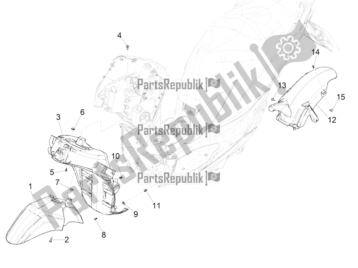 Todas las partes para Carcasa De La Rueda - Guardabarros de Piaggio Medley 150 IE ABS E5 Apac 2021