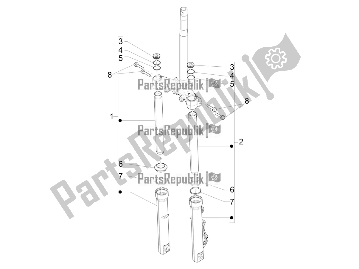 Wszystkie części do Fork's Components (showa) Piaggio Medley 150 IE ABS E5 Apac 2022