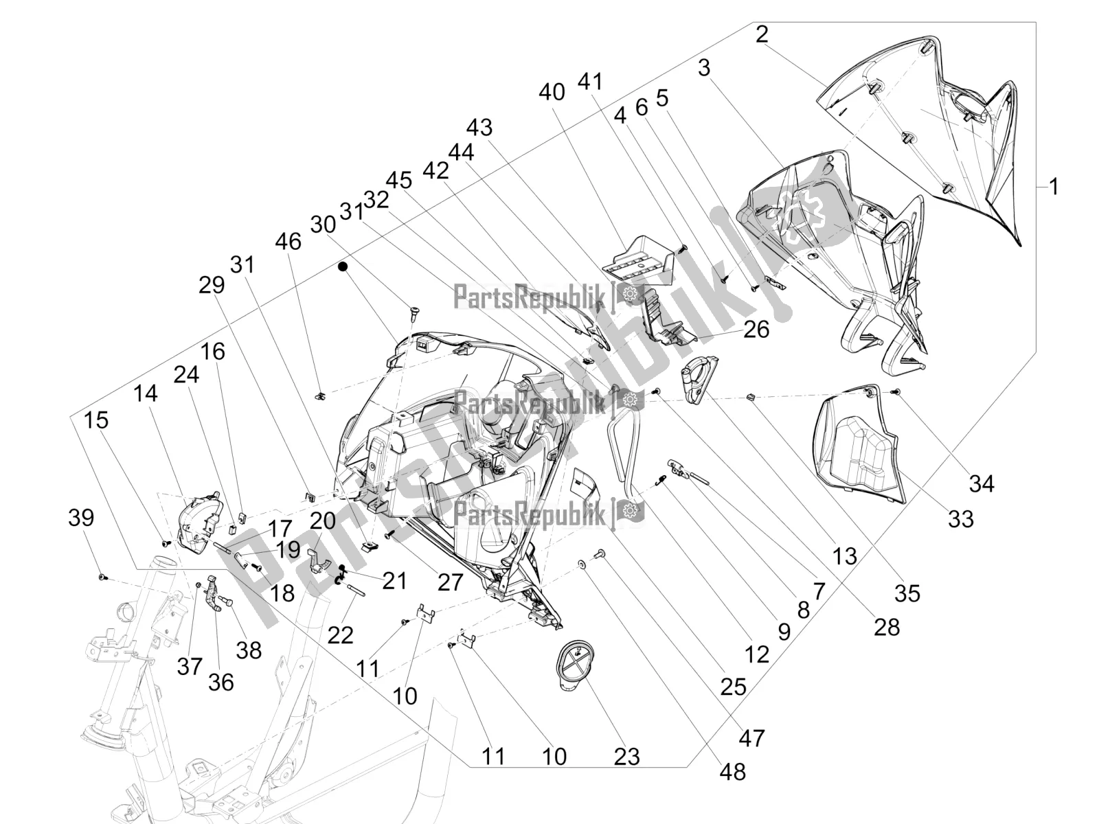 Wszystkie części do Przedni Schowek - Panel Ochraniaj? Cy Kolana Piaggio Medley 150 IE ABS E5 Apac 2022