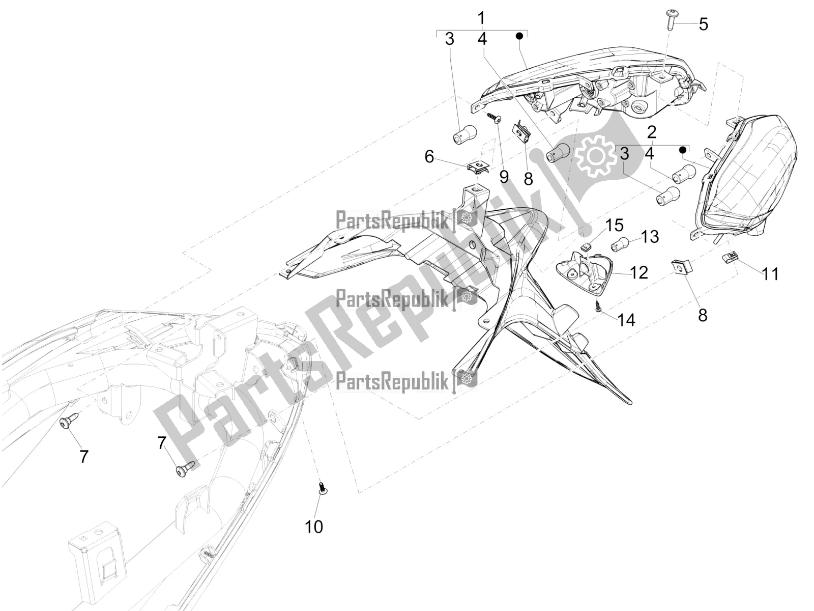 All parts for the Rear Headlamps - Turn Signal Lamps of the Piaggio Medley 150 IE ABS E5 Apac 2022