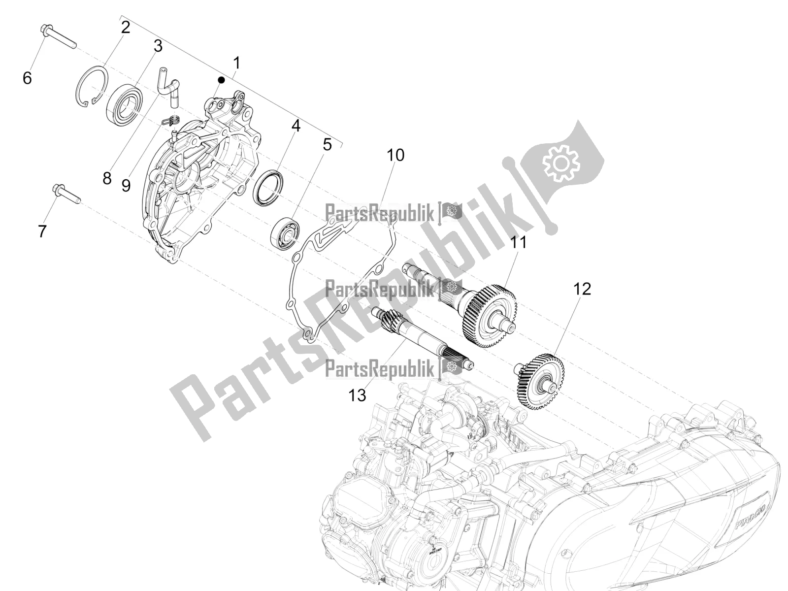 All parts for the Reduction Unit of the Piaggio Medley 150 IE ABS E5 Apac 2022