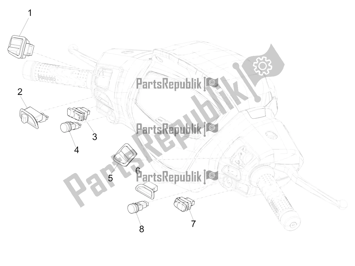 All parts for the Selectors - Switches - Buttons of the Piaggio Medley 150 IE ABS E5 Apac 2022