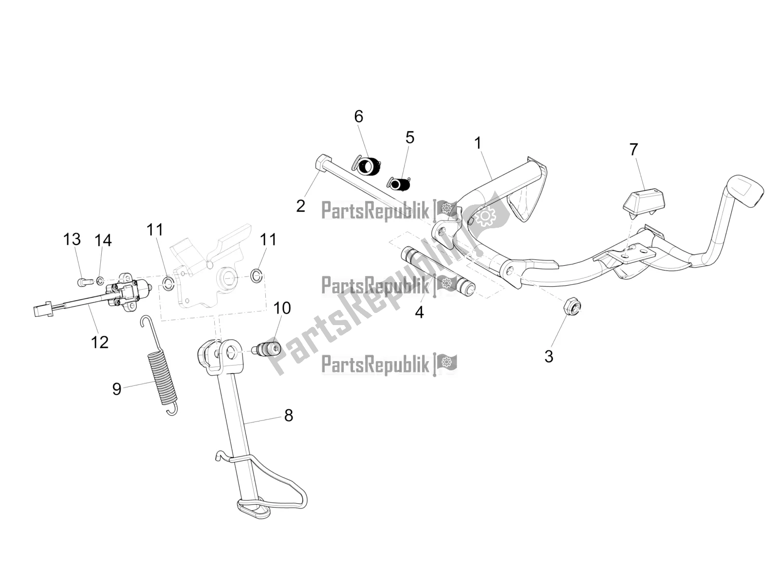 All parts for the Stand/s of the Piaggio Medley 150 IE ABS E5 Apac 2022