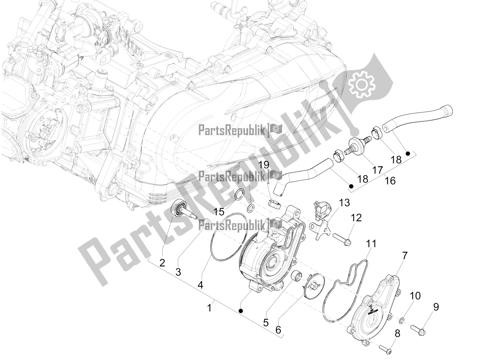 Wszystkie części do Pompa Ch? Odnicy Piaggio Medley 150 IE ABS RP8 MB 0200 2020