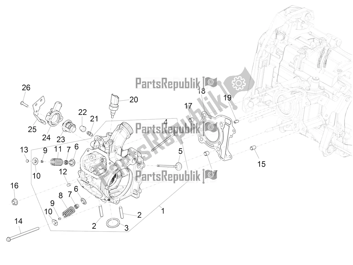All parts for the Cylinder Head Unit - Valve of the Piaggio Medley 150 IE ABS RP8 MB 0200 2020