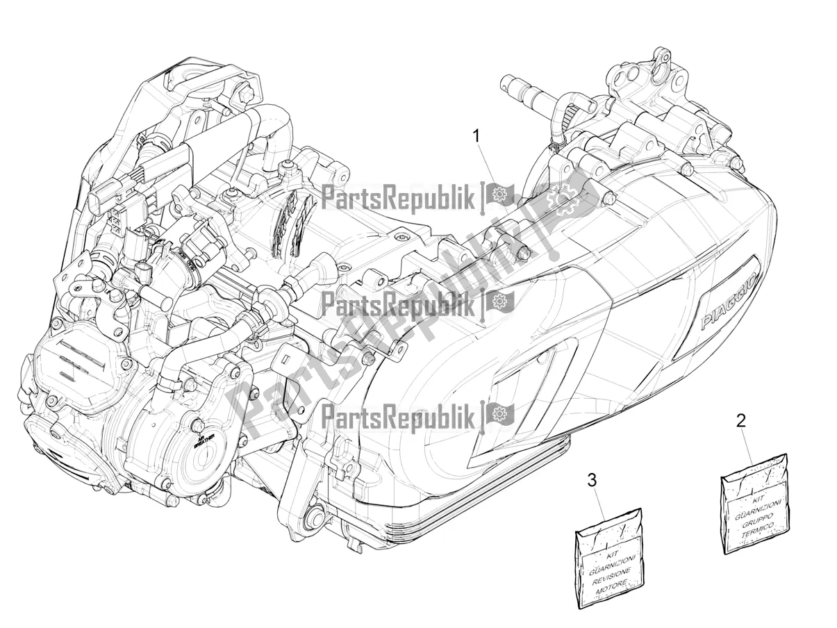 Todas las partes para Ensamblaje Del Motor de Piaggio Medley 150 IE ABS RP8 MB 0200 2020