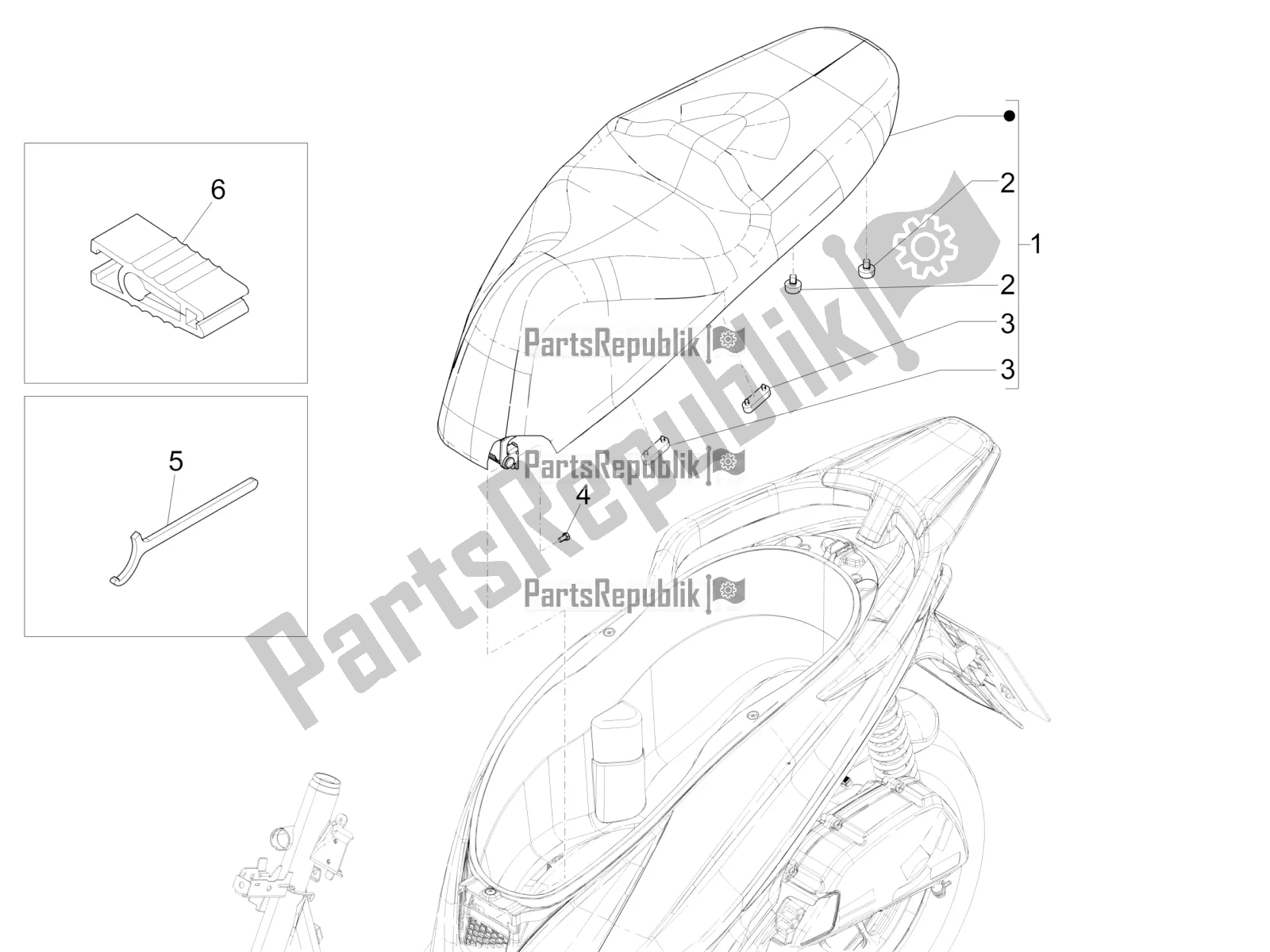 Toutes les pièces pour le Selle / Sièges du Piaggio Medley 150 IE ABS RP8 MB 0200 2020