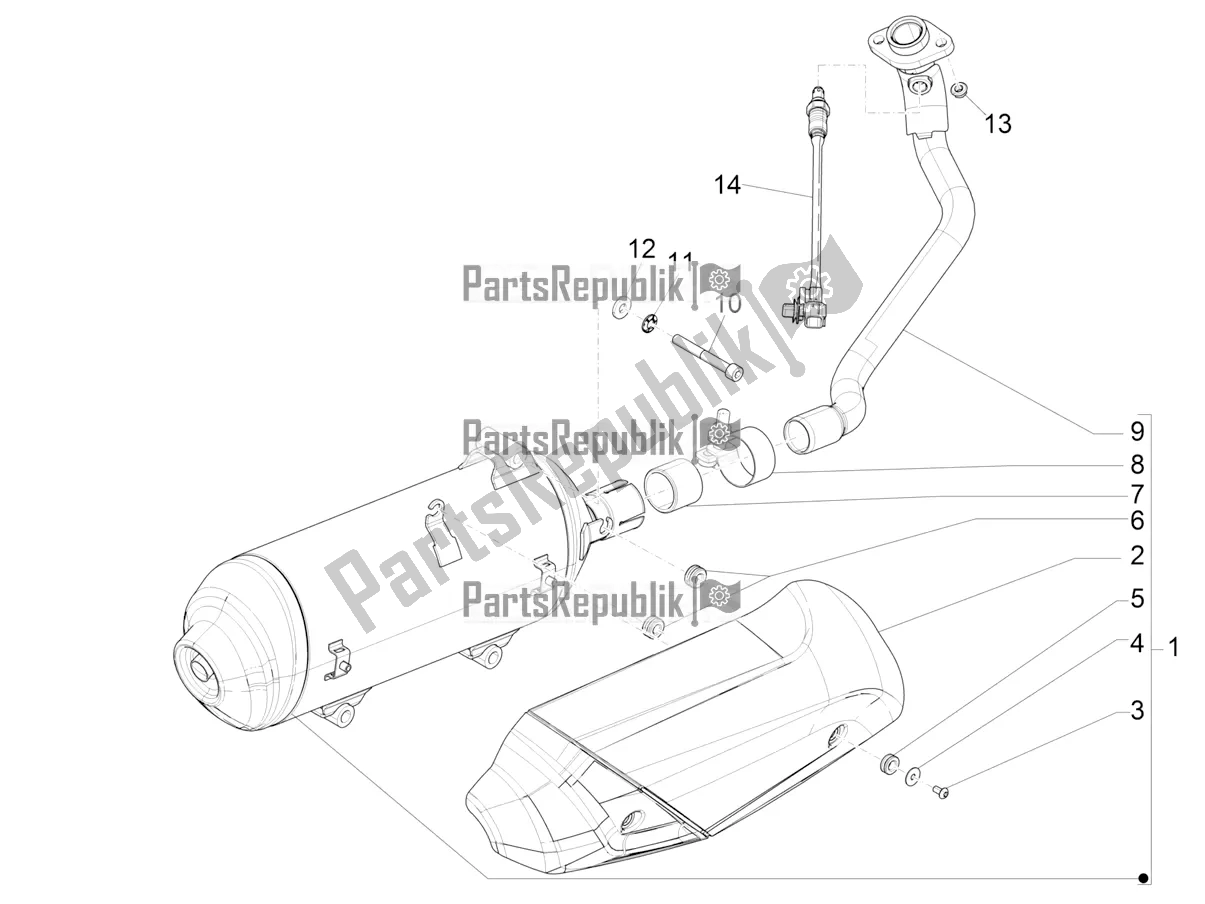 Todas las partes para Silenciador de Piaggio Medley 150 IE ABS RP8 MB 0200 2020