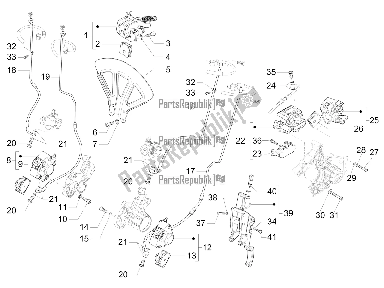 Todas las partes para Tubos De Frenos - Pinzas de Piaggio MP3 300 HPE / Sport 2019