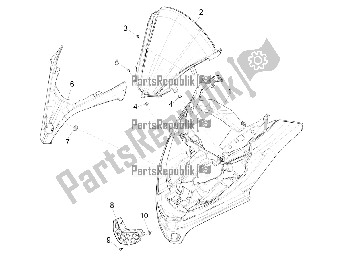 Todas as partes de Escudo Frontal do Piaggio MP3 300 HPE / Sport 2019