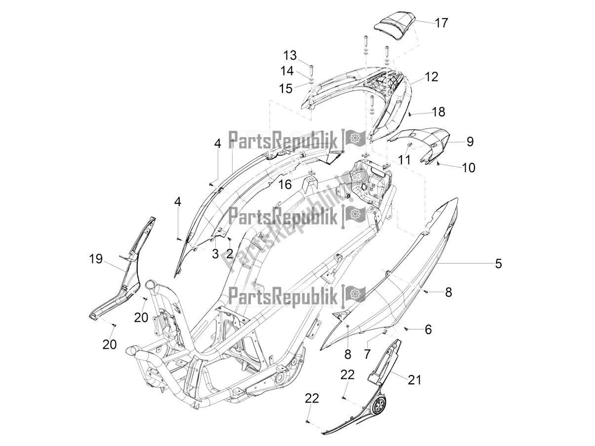 Tutte le parti per il Coperchio Laterale - Spoiler del Piaggio MP3 300 HPE / Sport 2019