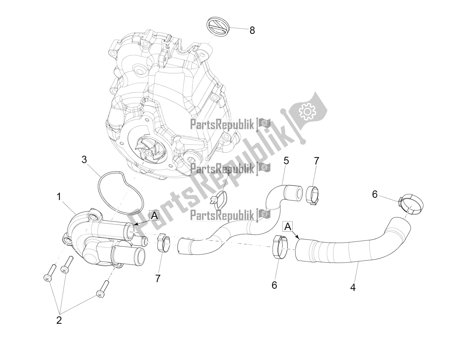 Toutes les pièces pour le Pompe De Refroidissement du Piaggio MP3 300 HPE / Sport 2020