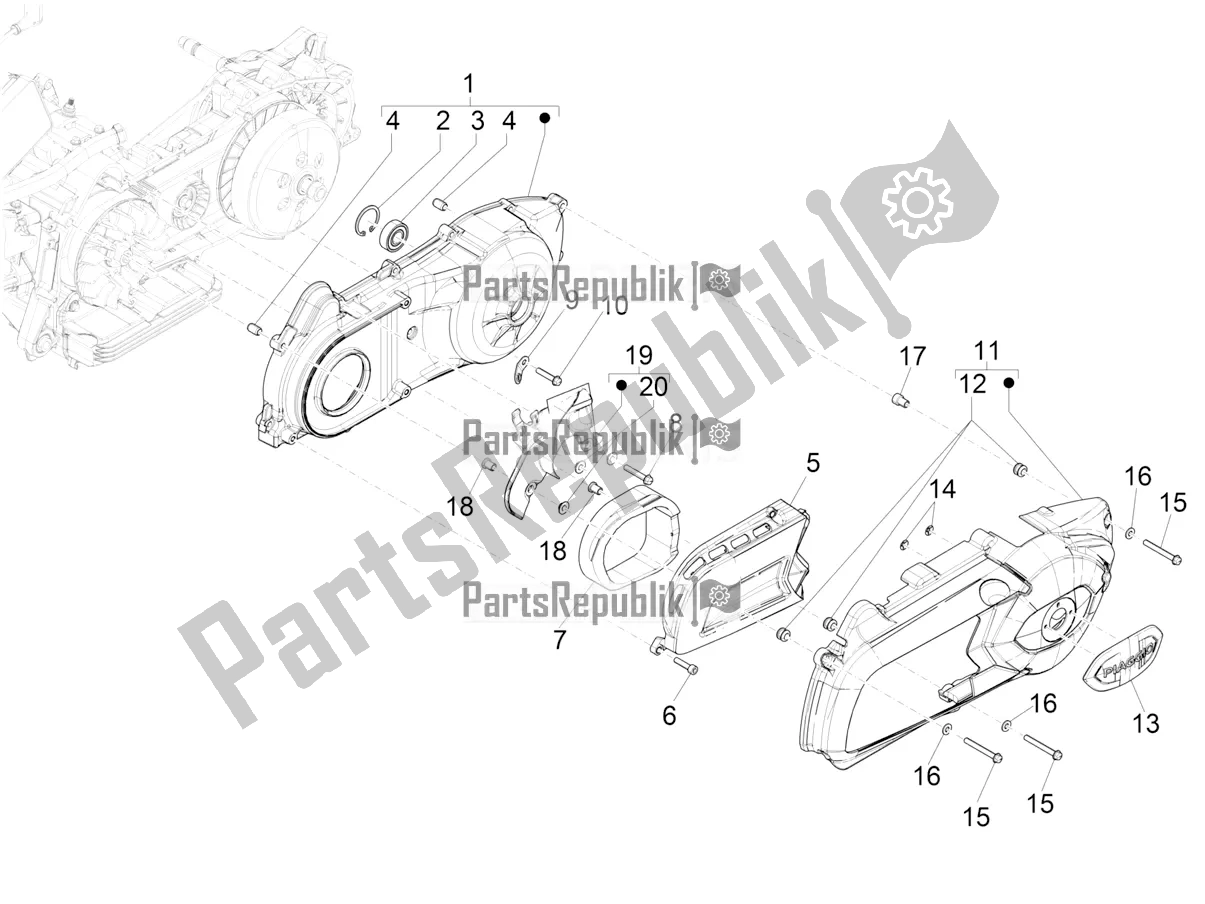 Toutes les pièces pour le Couvercle De Carter - Refroidissement Du Carter du Piaggio MP3 300 HPE / Sport 2020