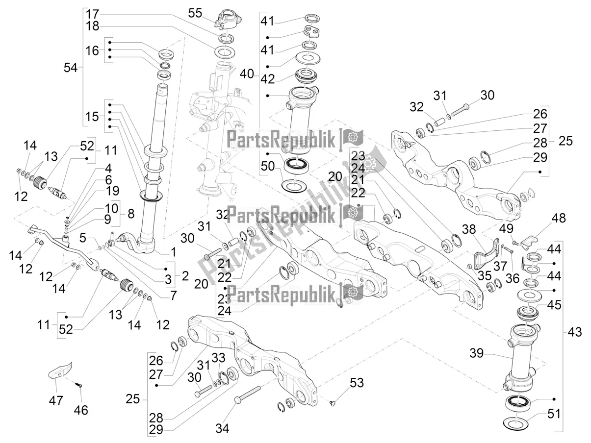 Todas las partes para Horquilla / Tubo De Dirección - Unidad De Rodamiento De Dirección de Piaggio MP3 300 HPE / Sport 2020