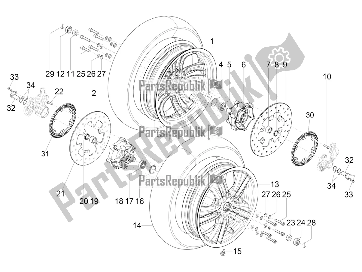 Todas las partes para Rueda Delantera de Piaggio MP3 300 HPE / Sport 2020