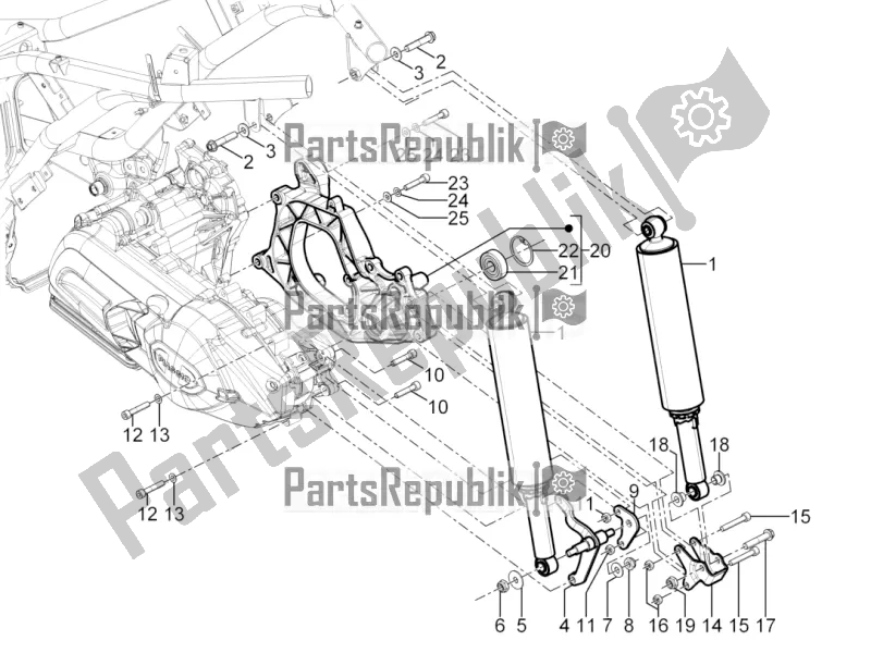 Tutte le parti per il Sospensione Posteriore - Ammortizzatore / I del Piaggio MP3 300 HPE / Sport 2020