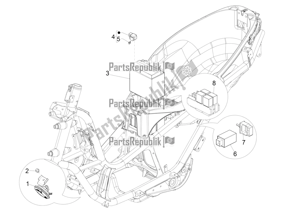 All parts for the Remote Control Switches - Battery - Horn of the Piaggio MP3 300 HPE / Sport 2020