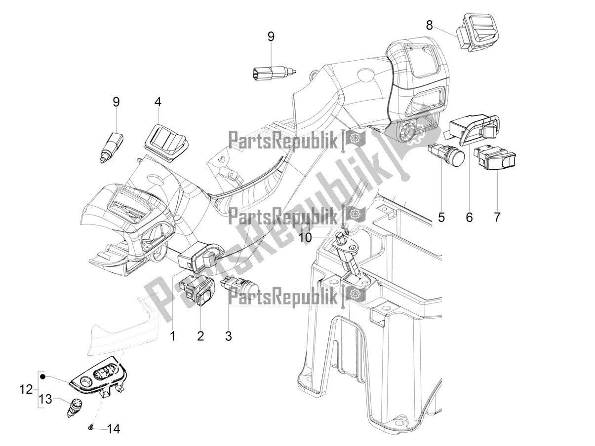 Toutes les pièces pour le Sélecteurs - Interrupteurs - Boutons du Piaggio MP3 300 HPE / Sport 2020