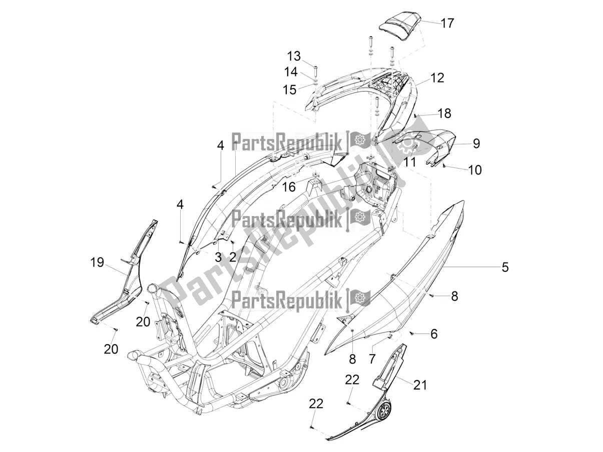 Toutes les pièces pour le Couvercle Latéral - Spoiler du Piaggio MP3 300 HPE / Sport 2020