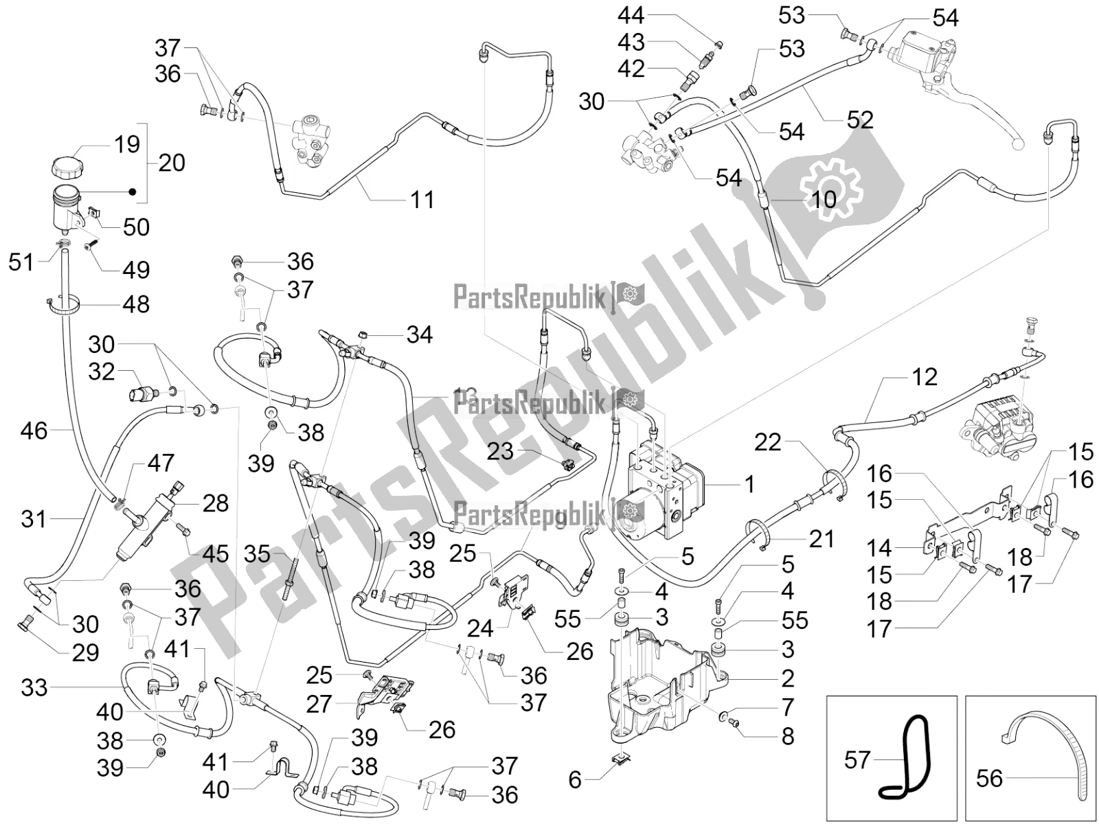 All parts for the Abs Brake System of the Piaggio MP3 300 HPE / Sport 2021