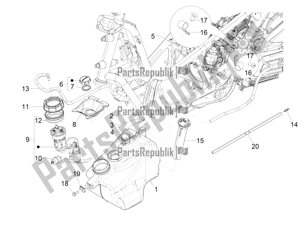 Alle onderdelen voor de Benzinetank van de Piaggio MP3 300 HPE / Sport 2021