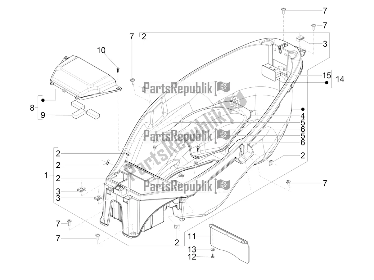 Todas las partes para Carcasa Del Casco - Debajo Del Sillín de Piaggio MP3 300 HPE / Sport 2021