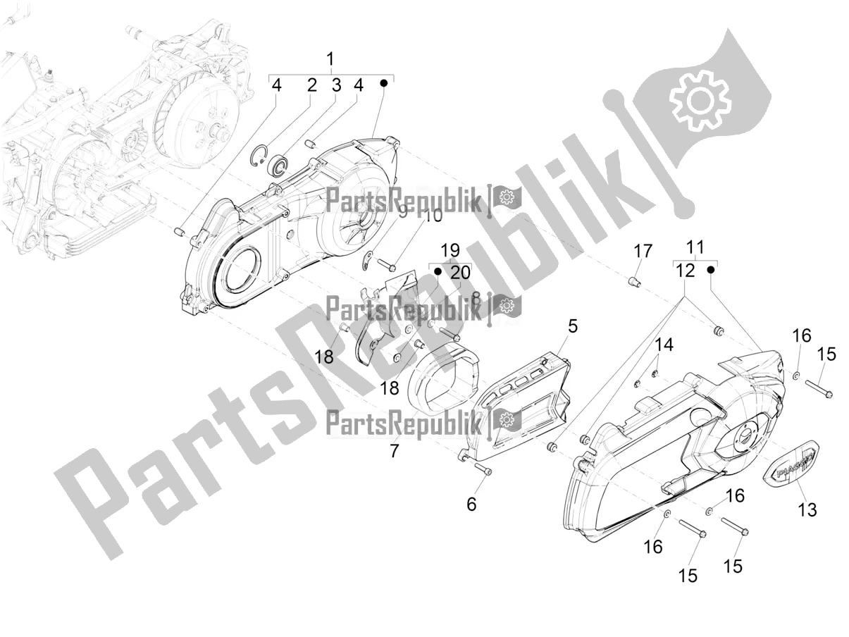 Toutes les pièces pour le Couvercle De Carter - Refroidissement Du Carter du Piaggio MP3 300 HPE / Sport 2022