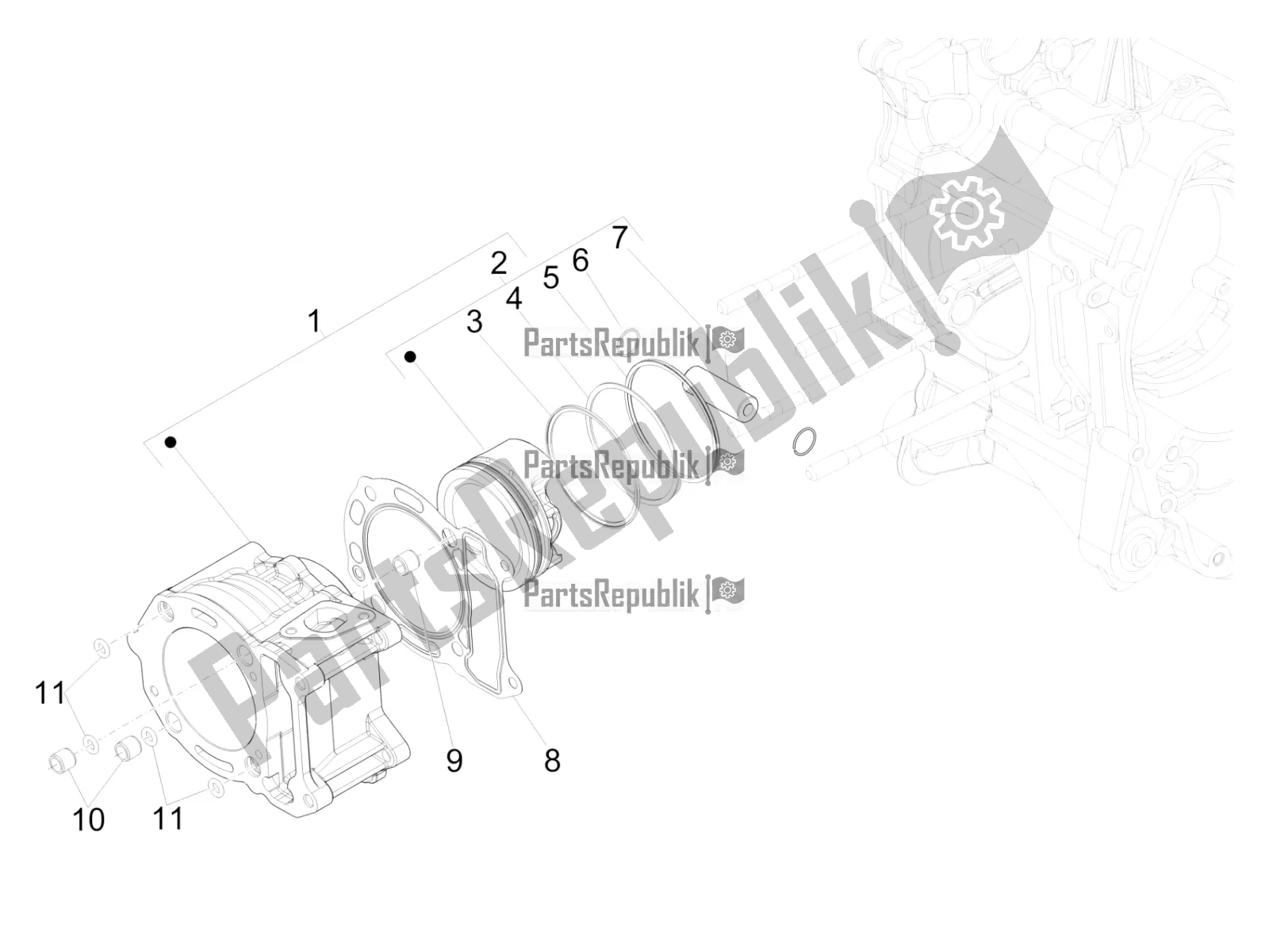 Toutes les pièces pour le Unité Cylindre-piston-axe De Poignet du Piaggio MP3 300 HPE / Sport 2022