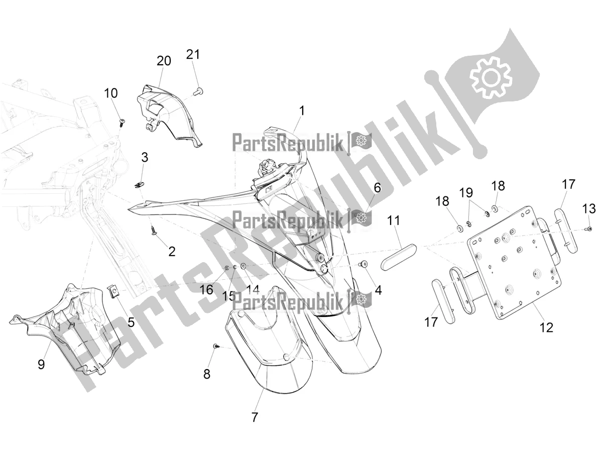 Toutes les pièces pour le Capot Arrière - Protection Contre Les éclaboussures du Piaggio MP3 300 HPE / Sport 2022