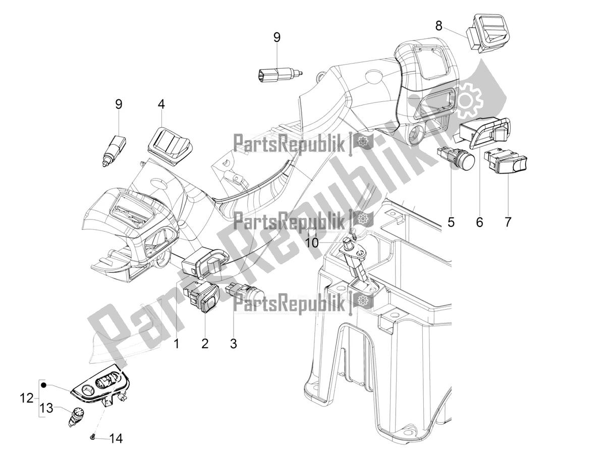 Toutes les pièces pour le Sélecteurs - Interrupteurs - Boutons du Piaggio MP3 300 HPE / Sport 2022