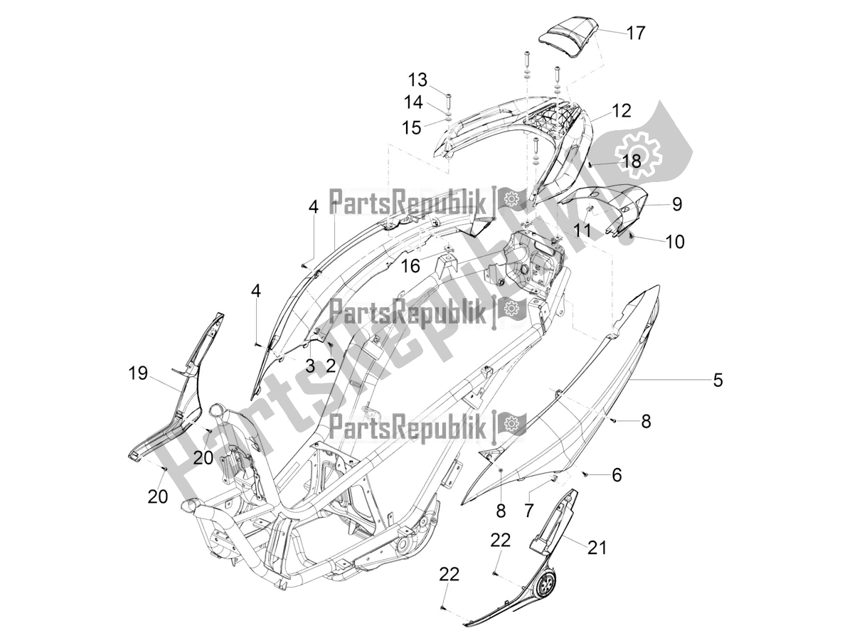 Toutes les pièces pour le Couvercle Latéral - Spoiler du Piaggio MP3 300 HPE / Sport 2022