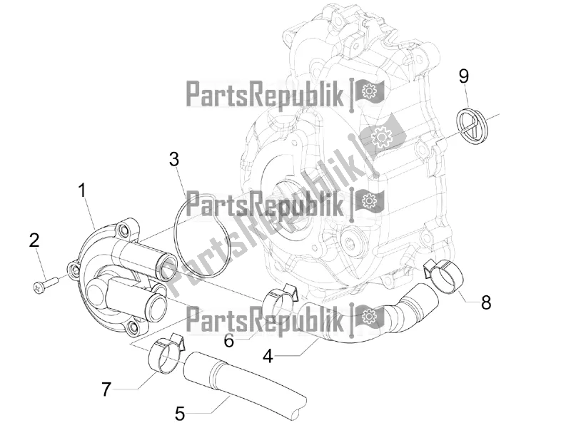 Alle onderdelen voor de Koelere Pomp van de Piaggio MP3 300 IE Business-Sport-Enjoy 2016