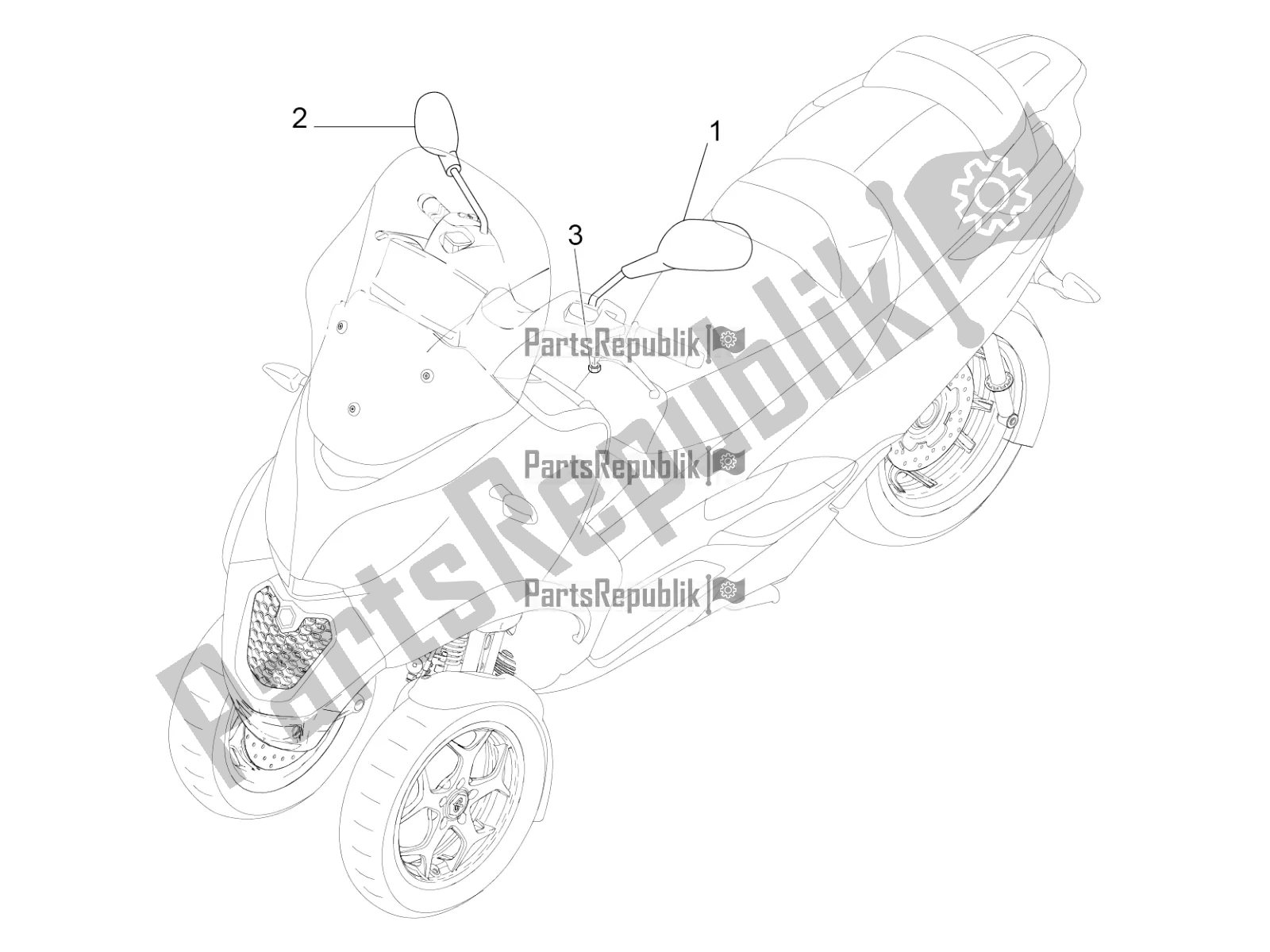 Toutes les pièces pour le Miroir (s) De Conduite du Piaggio MP3 300 IE Business-Sport-Enjoy 2016