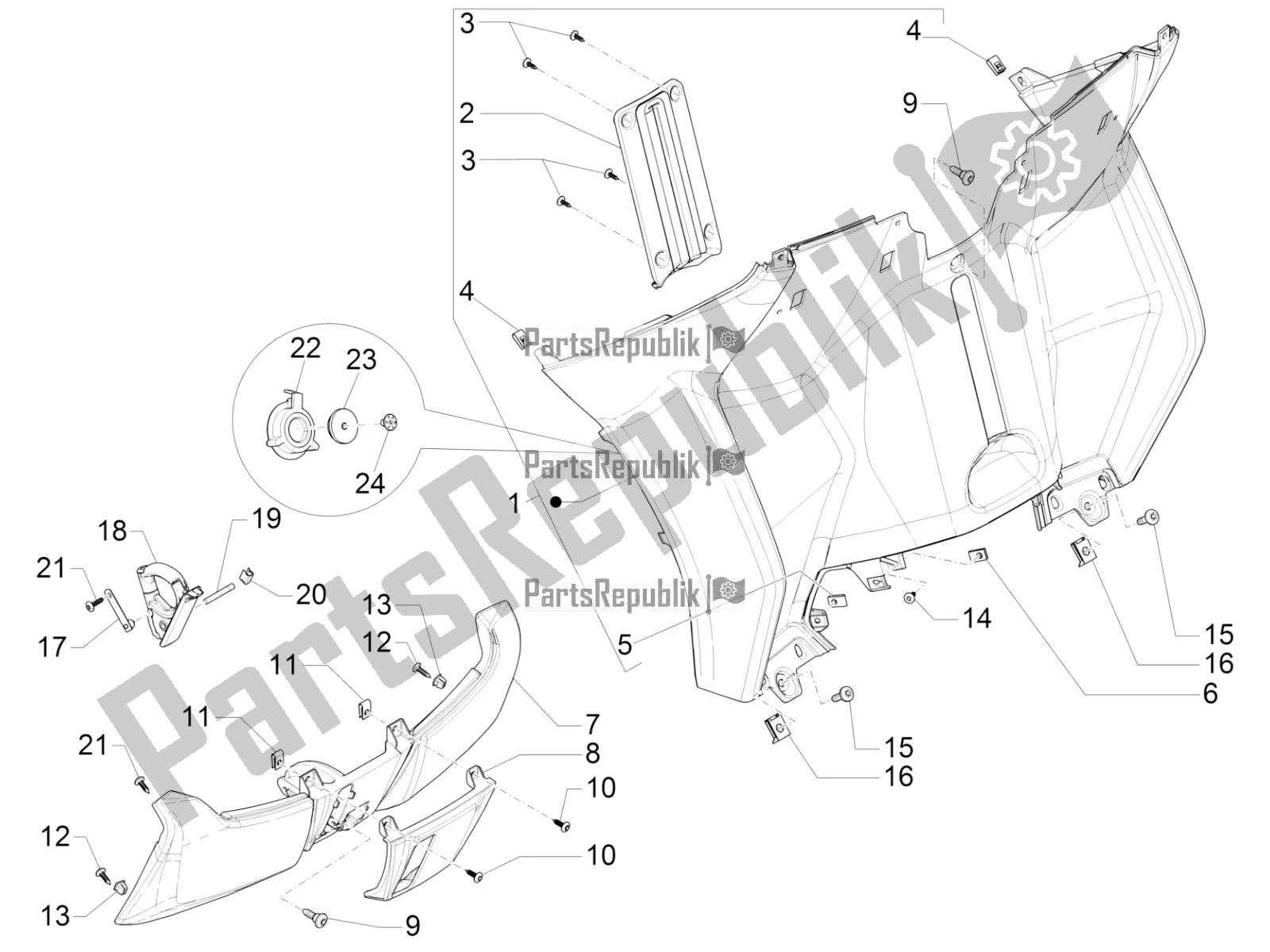 Toutes les pièces pour le Boîte à Gants Avant - Panneau De Protection Des Genoux du Piaggio MP3 300 IE Business-Sport-Enjoy 2016