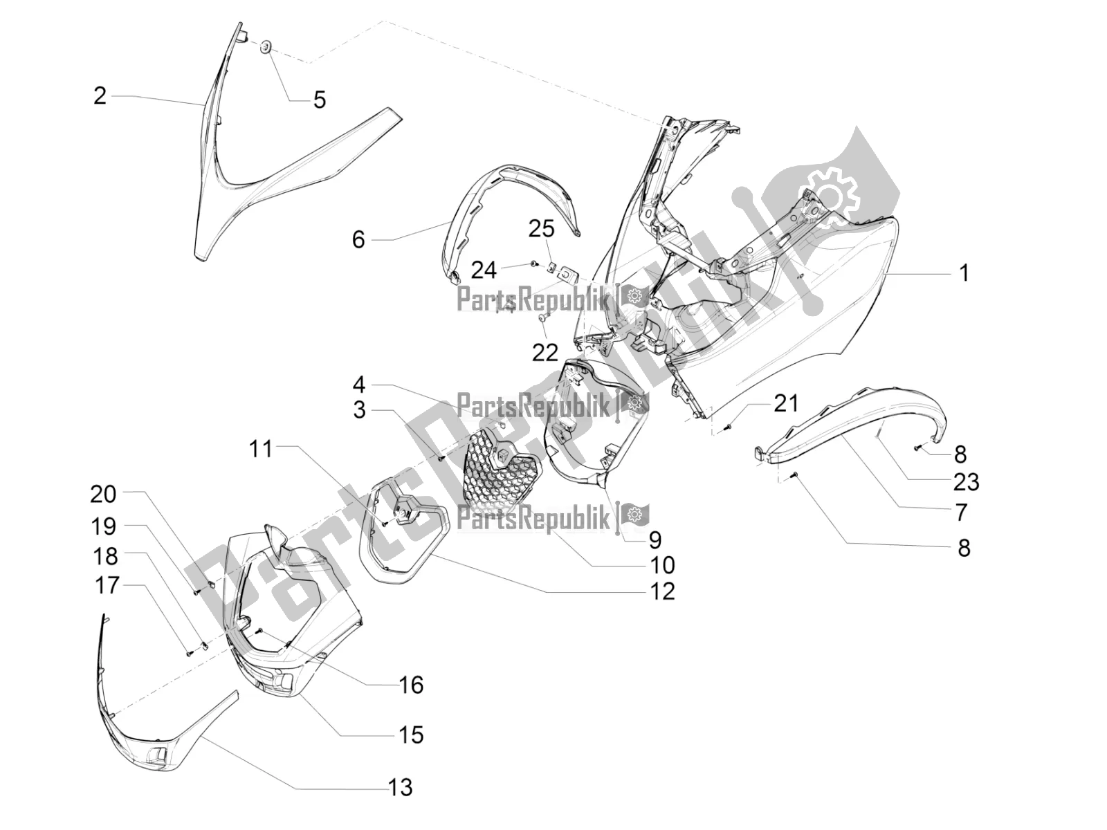 Todas las partes para Escudo Delantero de Piaggio MP3 300 IE LT Business-Sport 2016