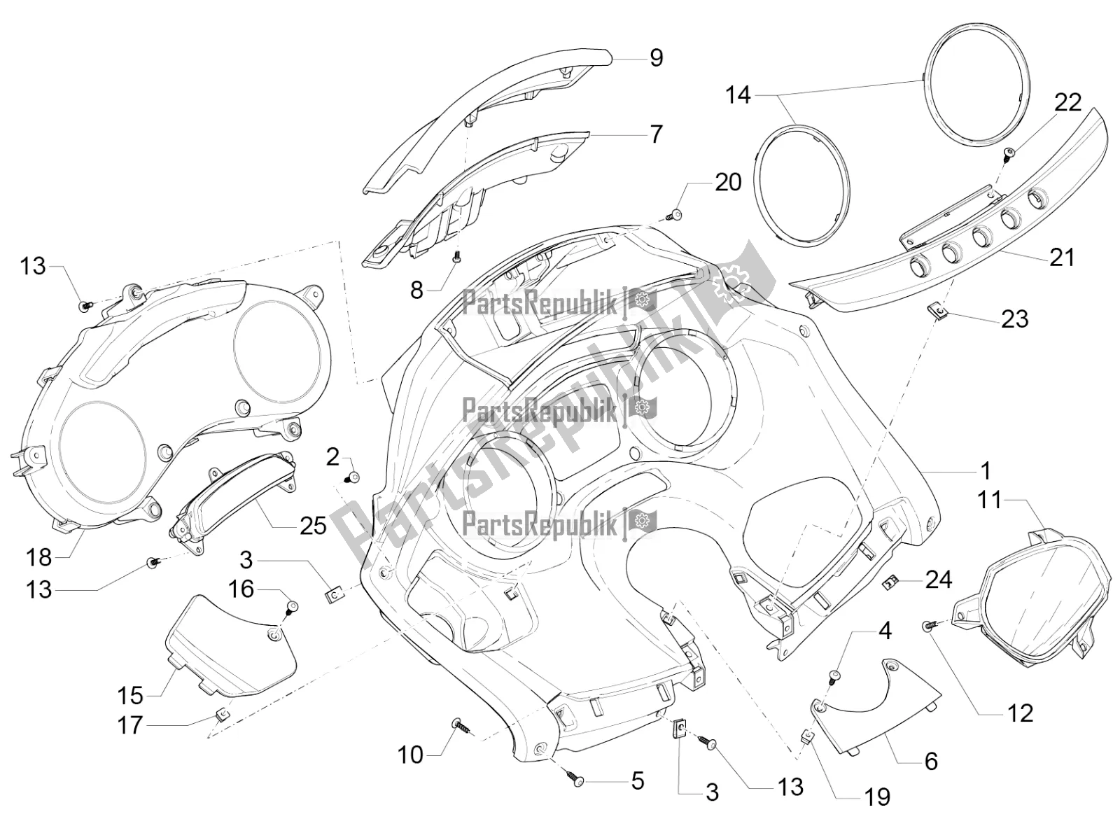 All parts for the Meter Combination - Cruscotto of the Piaggio MP3 300 IE LT Business-Sport 2016