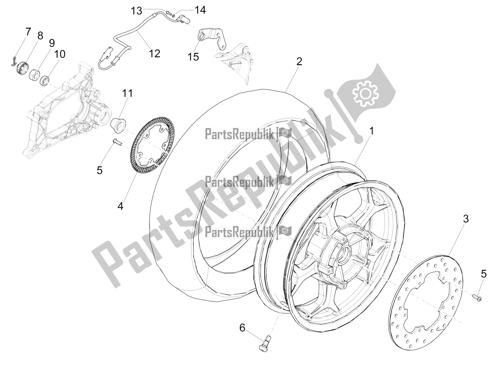 All parts for the Rear Wheel of the Piaggio MP3 300 IE LT Business-Sport 2016
