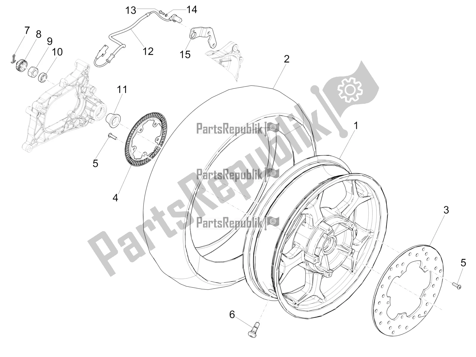 Todas las partes para Rueda Trasera de Piaggio MP3 300 IE LT Business-Sport 2016