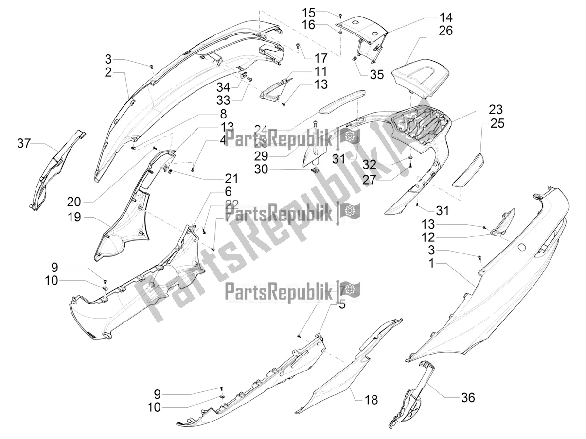 Todas las partes para Cubierta Lateral - Alerón de Piaggio MP3 300 IE LT Business-Sport 2016