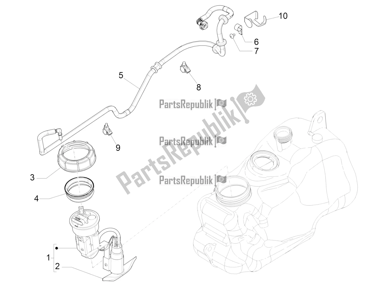 Todas as partes de Sistema De Abastecimento do Piaggio MP3 300 IE LT Business-Sport 2016