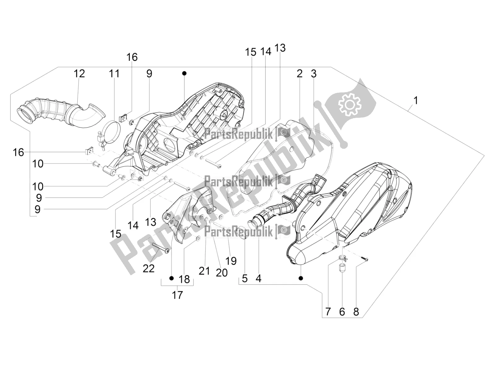 All parts for the Air Filter of the Piaggio MP3 300 IE LT Business-Sport 2017