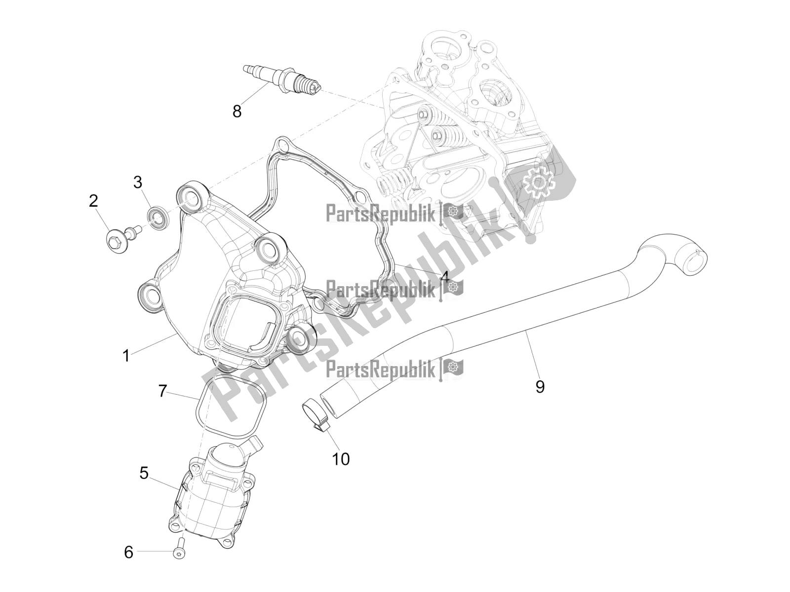 All parts for the Cylinder Head Cover of the Piaggio MP3 300 IE LT Business-Sport 2017