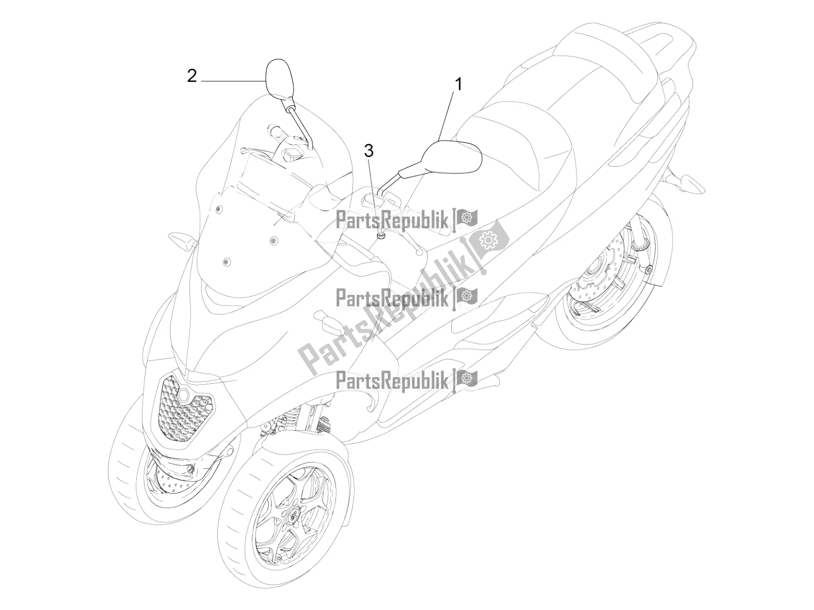 Alle onderdelen voor de Drijvende Spiegel / S van de Piaggio MP3 300 IE LT Business-Sport 2017