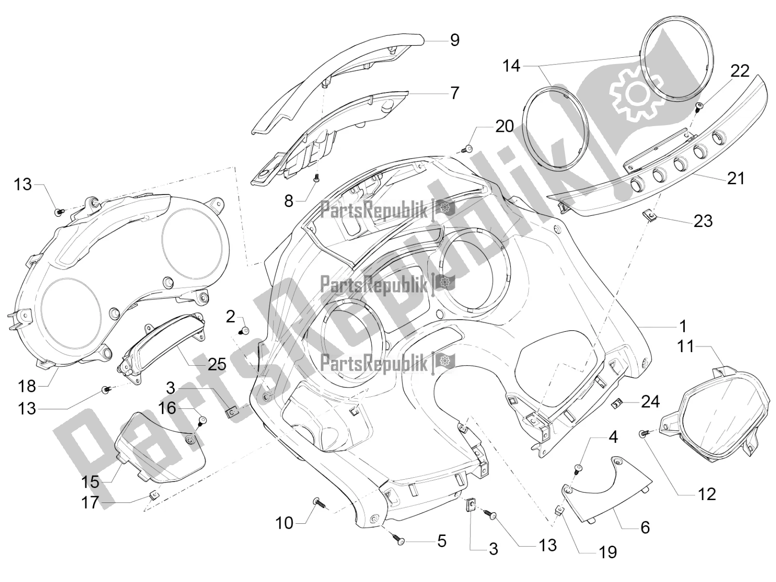 Tutte le parti per il Combinazione Metro - Cruscotto del Piaggio MP3 300 IE LT Business-Sport 2017