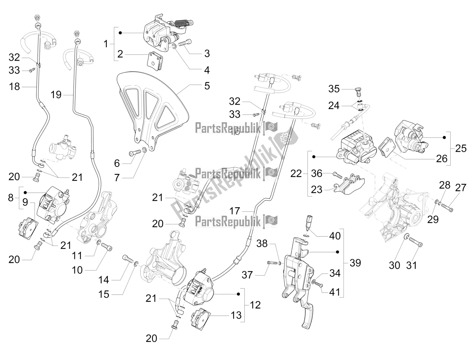 Todas las partes para Frenos Tubos - Pinzas (abs) de Piaggio MP3 300 IE LT Business-Sport 2018