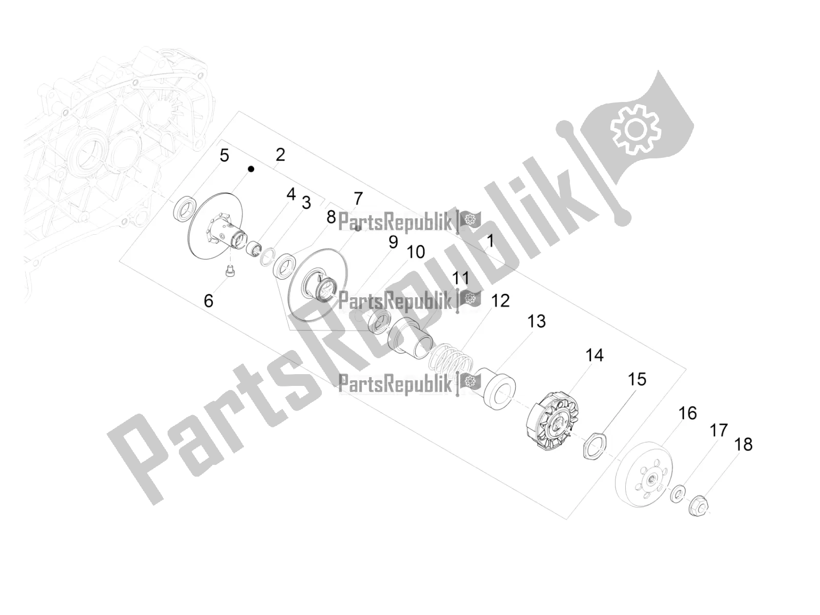 Tutte le parti per il Puleggia Condotta del Piaggio MP3 300 IE LT Business-Sport 2018 Tutte le parti per il Puleggia Condotta del Piaggio MP3 300 IE LT Business-Sport 2018